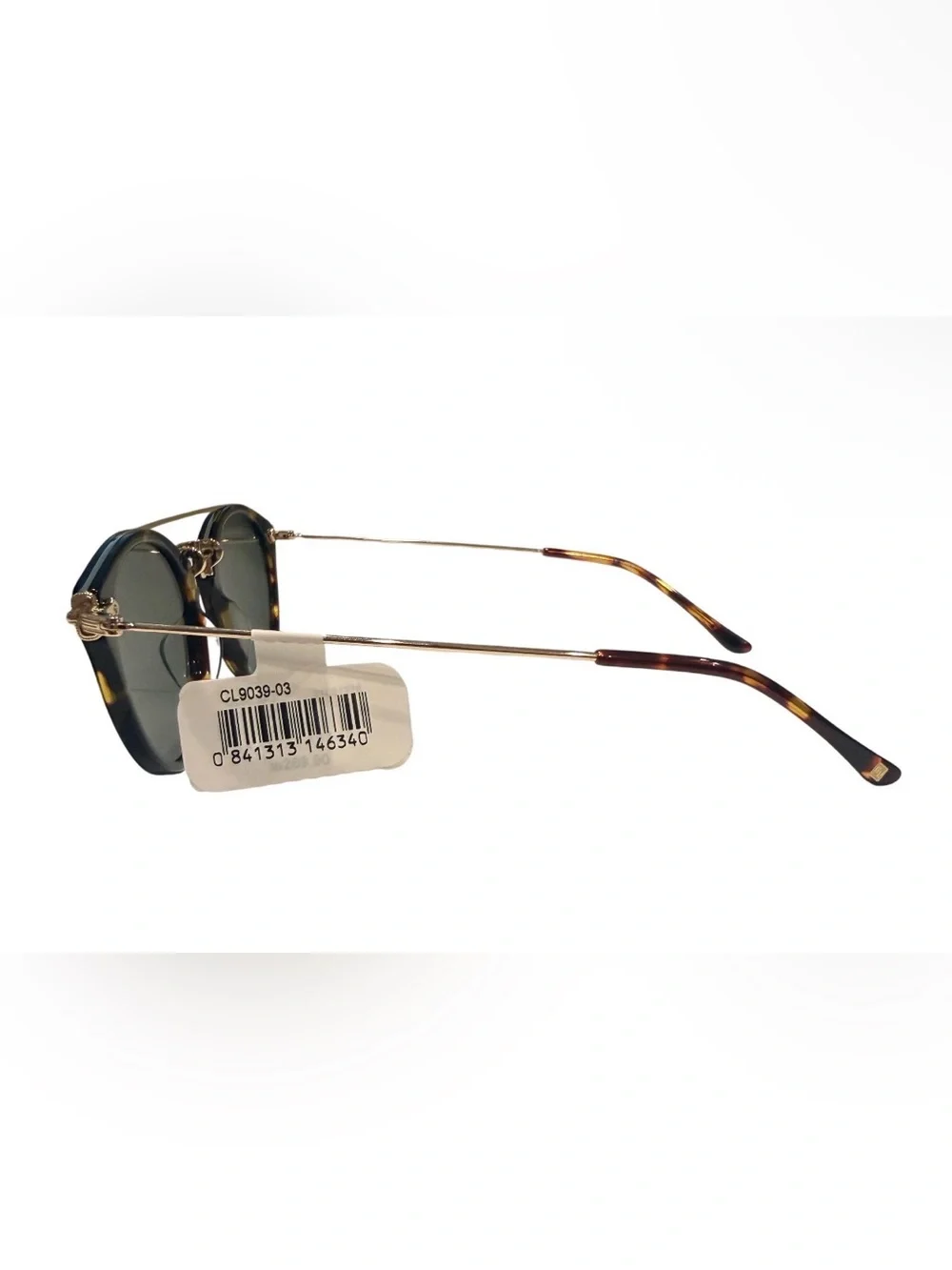 NEW Carolina Lemke Pax Demi Tortoiseshell Gold Accent Aviator Sunglasses CL9039